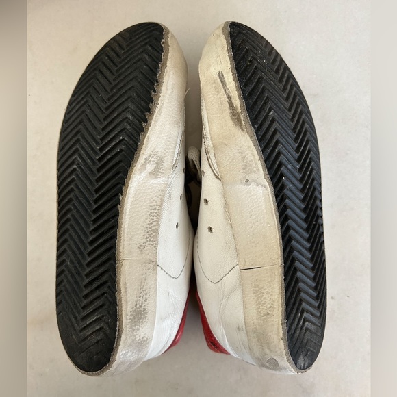 GOLDEN GOOSE KIDS CHILDRENS RED SILVER WHITE LEATHER SNEAKERS SIZE 30 - Picture 4 of 6